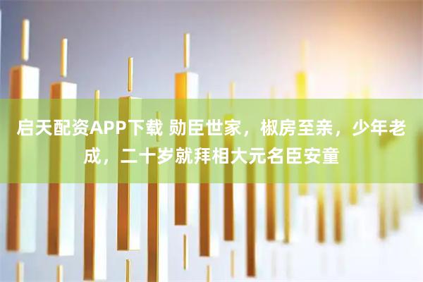 启天配资APP下载 勋臣世家，椒房至亲，少年老成，二十岁就拜相大元名臣安童